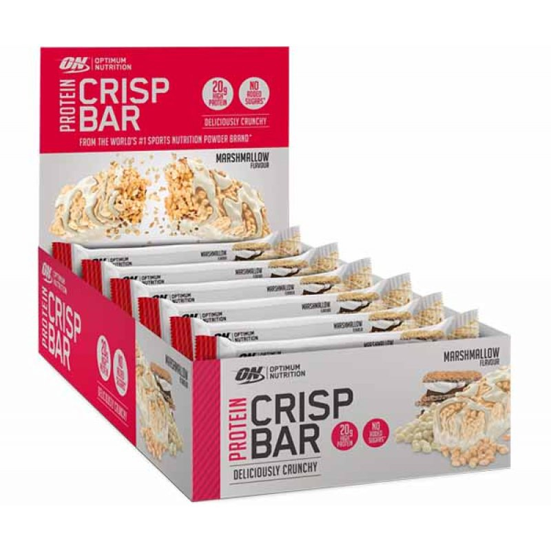 ON 100% whey crisp protein bar 10 x 65g-Marshmallow Protein Bars Optimum Nutrition